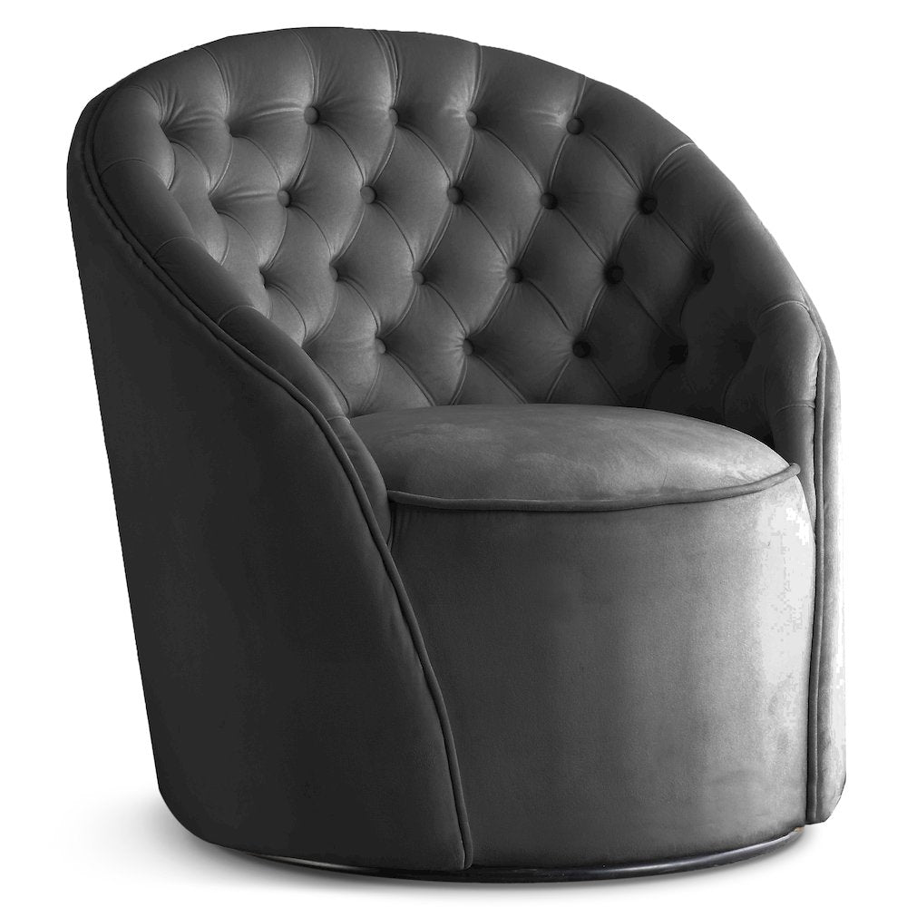 Alessio Grey Velvet Accent Chair