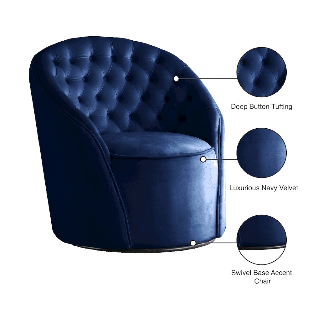 Alessio Navy Velvet Accent Chair