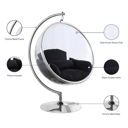 Luna Black Durable Fabric Acrylic Swing Chair