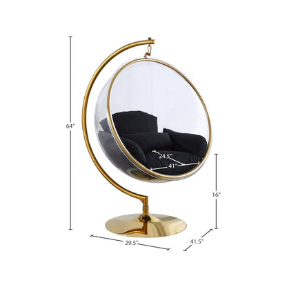 Luna Black Fabric Acrylic Swing Bubble Accent Chair