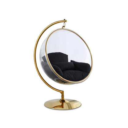 Luna Black Fabric Acrylic Swing Bubble Accent Chair