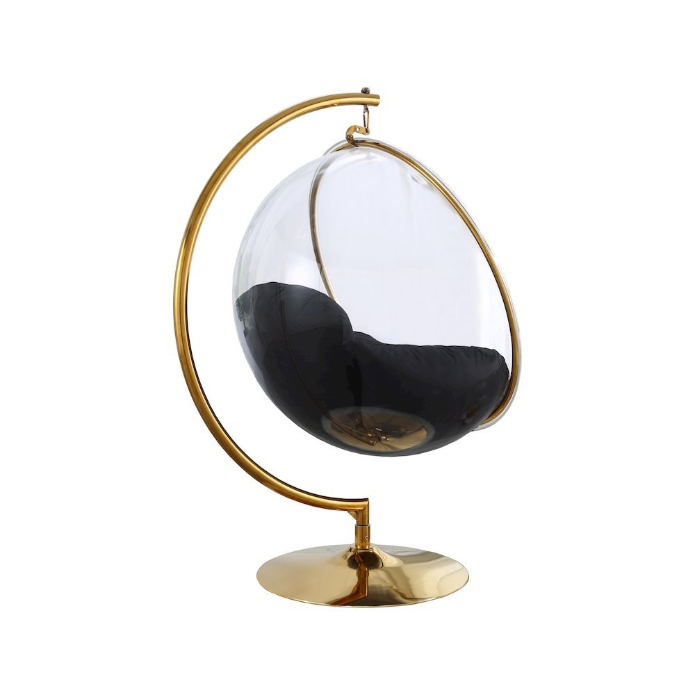 Luna Black Fabric Acrylic Swing Bubble Accent Chair