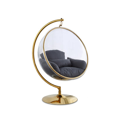 Luna Grey Fabric Acrylic Swing Bubble Accent Chair