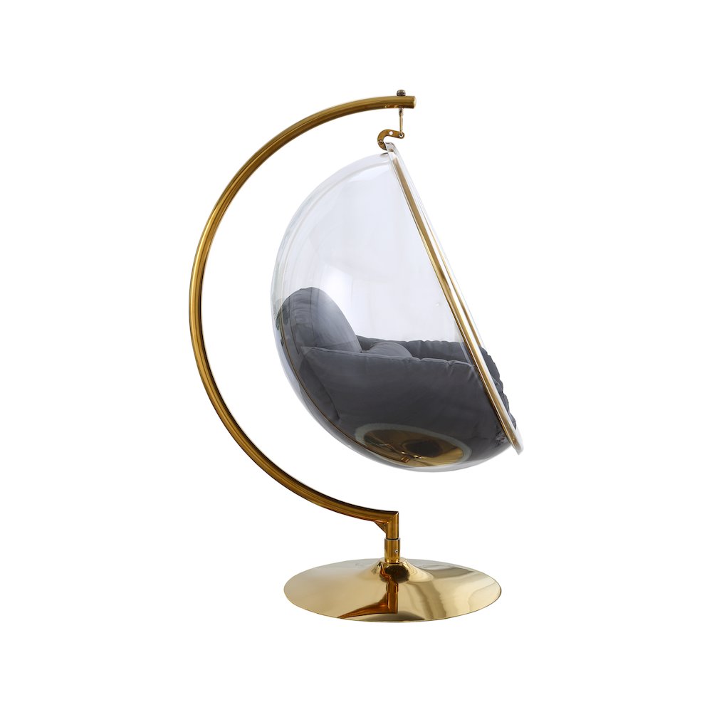 Luna Grey Fabric Acrylic Swing Bubble Accent Chair