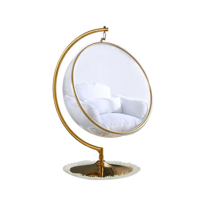 Luna White Fabric Acrylic Swing Bubble Accent Chair