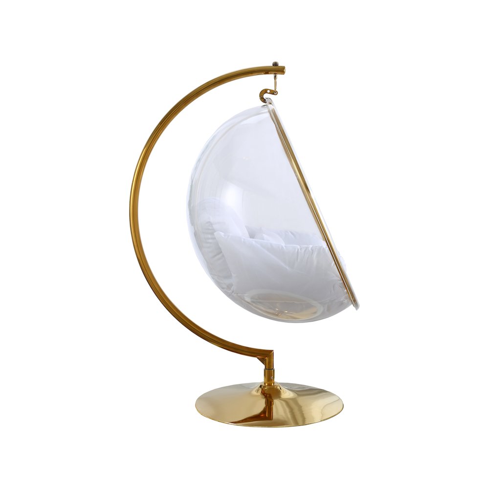 Luna White Fabric Acrylic Swing Bubble Accent Chair