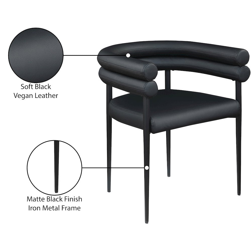 Lavina Black Vegan Leather Dining Chair, Set of 2