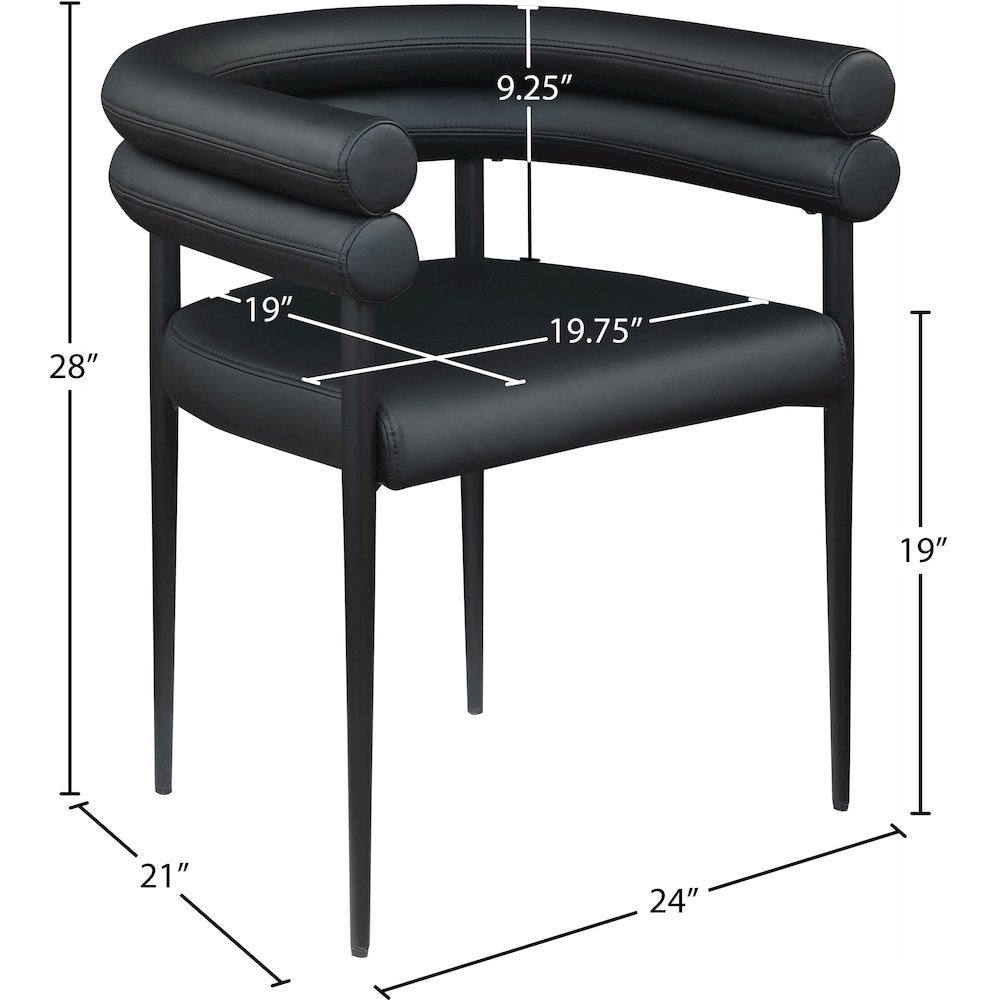 Lavina Black Vegan Leather Dining Chair, Set of 2