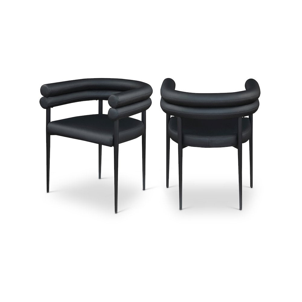 Lavina Black Vegan Leather Dining Chair, Set of 2