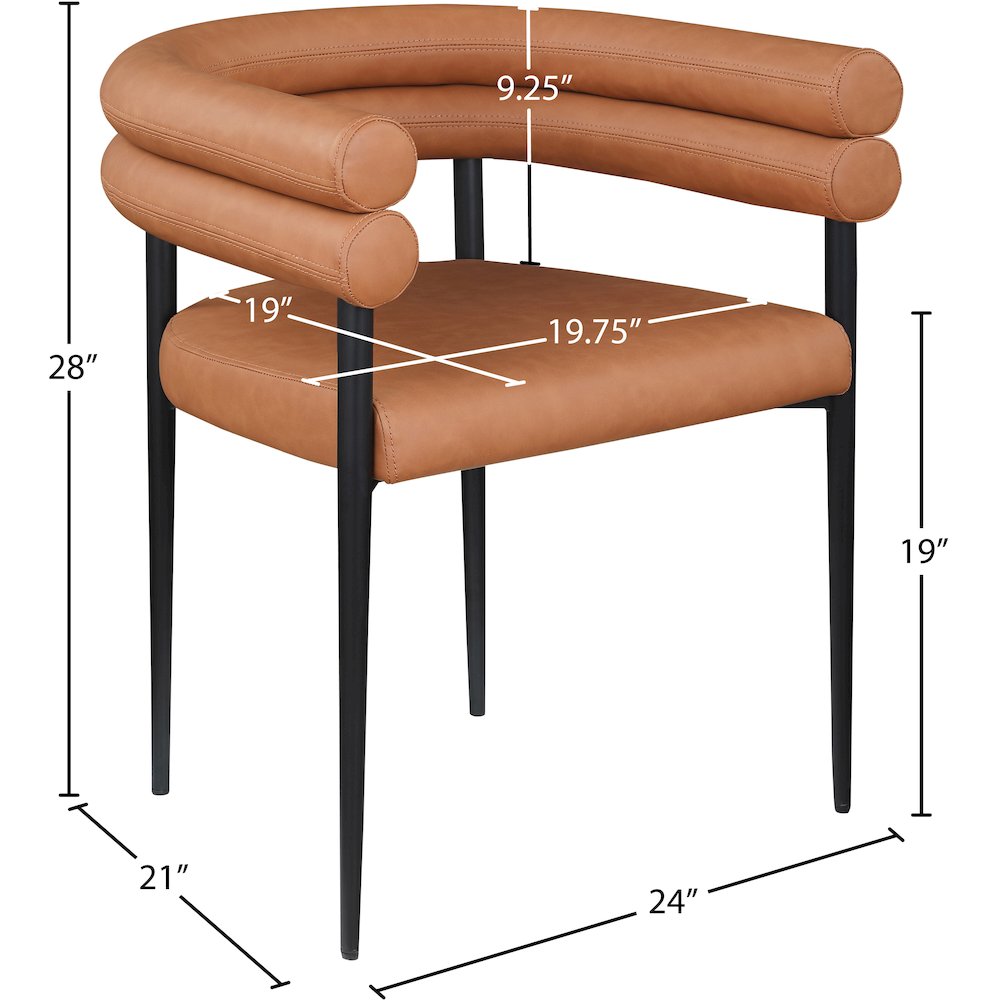 Lavina Cognac Vegan Leather Dining Chair, Set of 2