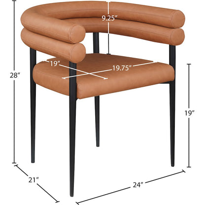 Lavina Cognac Vegan Leather Dining Chair, Set of 2