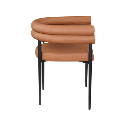 Lavina Cognac Vegan Leather Dining Chair, Set of 2