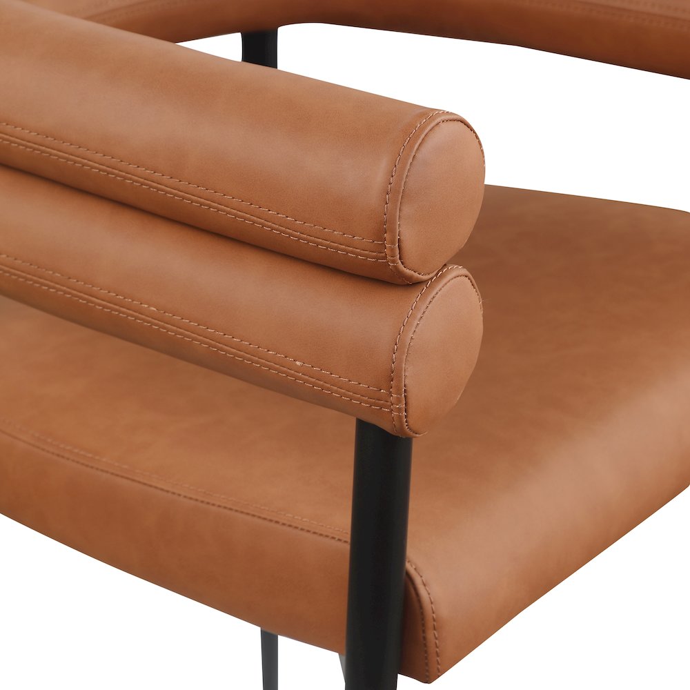 Lavina Cognac Vegan Leather Dining Chair, Set of 2