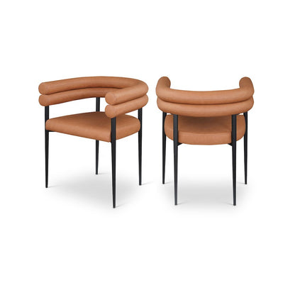 Lavina Cognac Vegan Leather Dining Chair, Set of 2