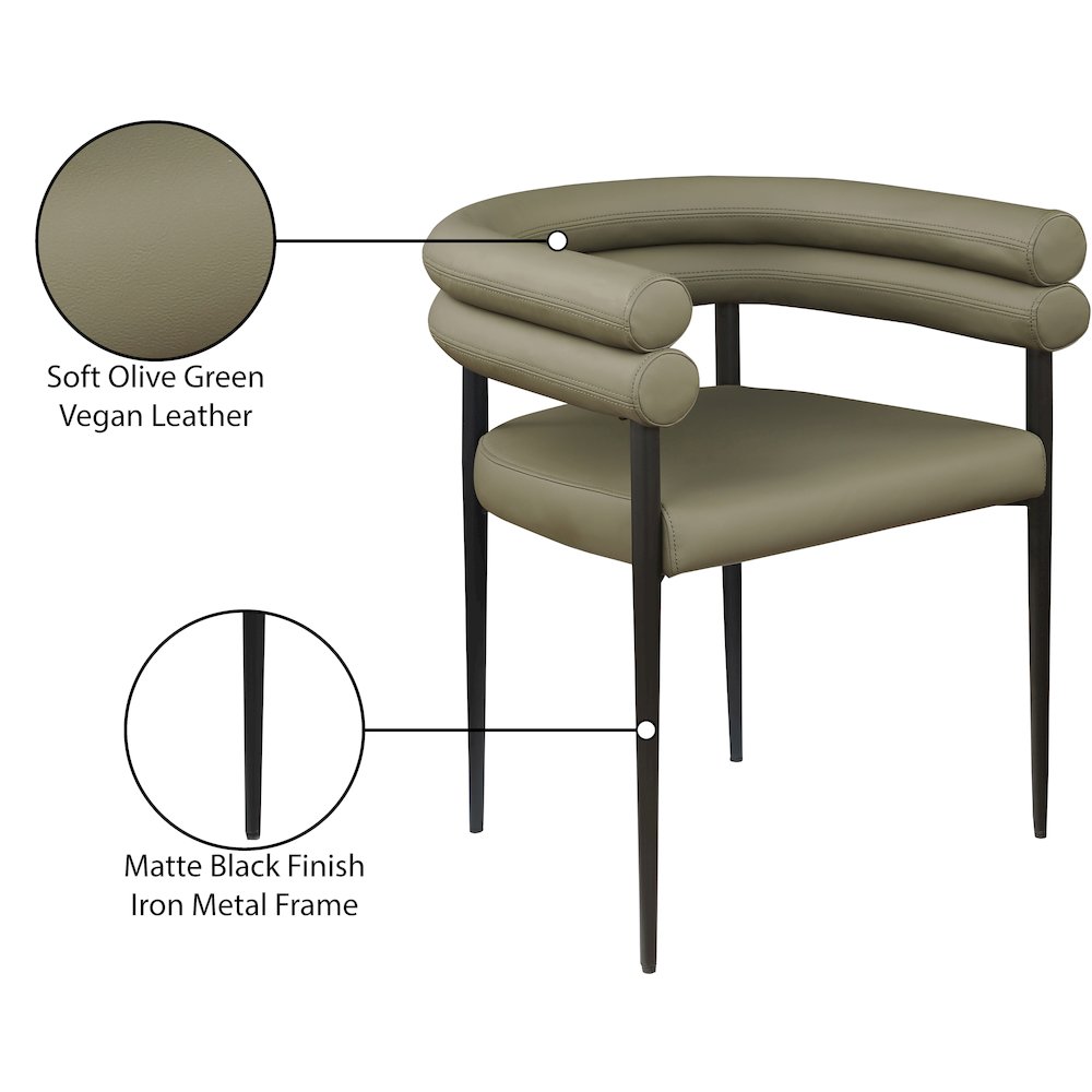 Lavina Olive Vegan Leather Dining Chair, Set of 2