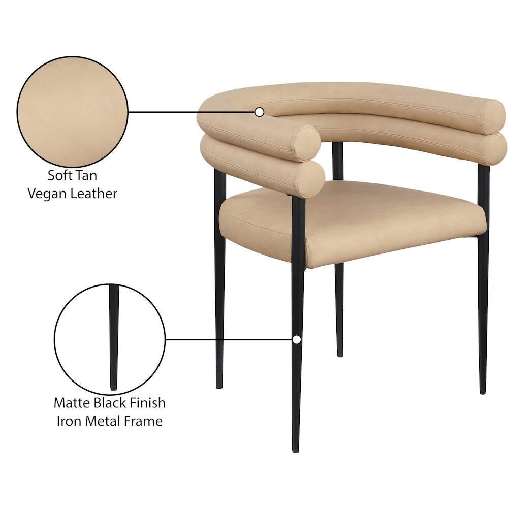 Lavina Tan Vegan Leather Dining Chair, Set of 2