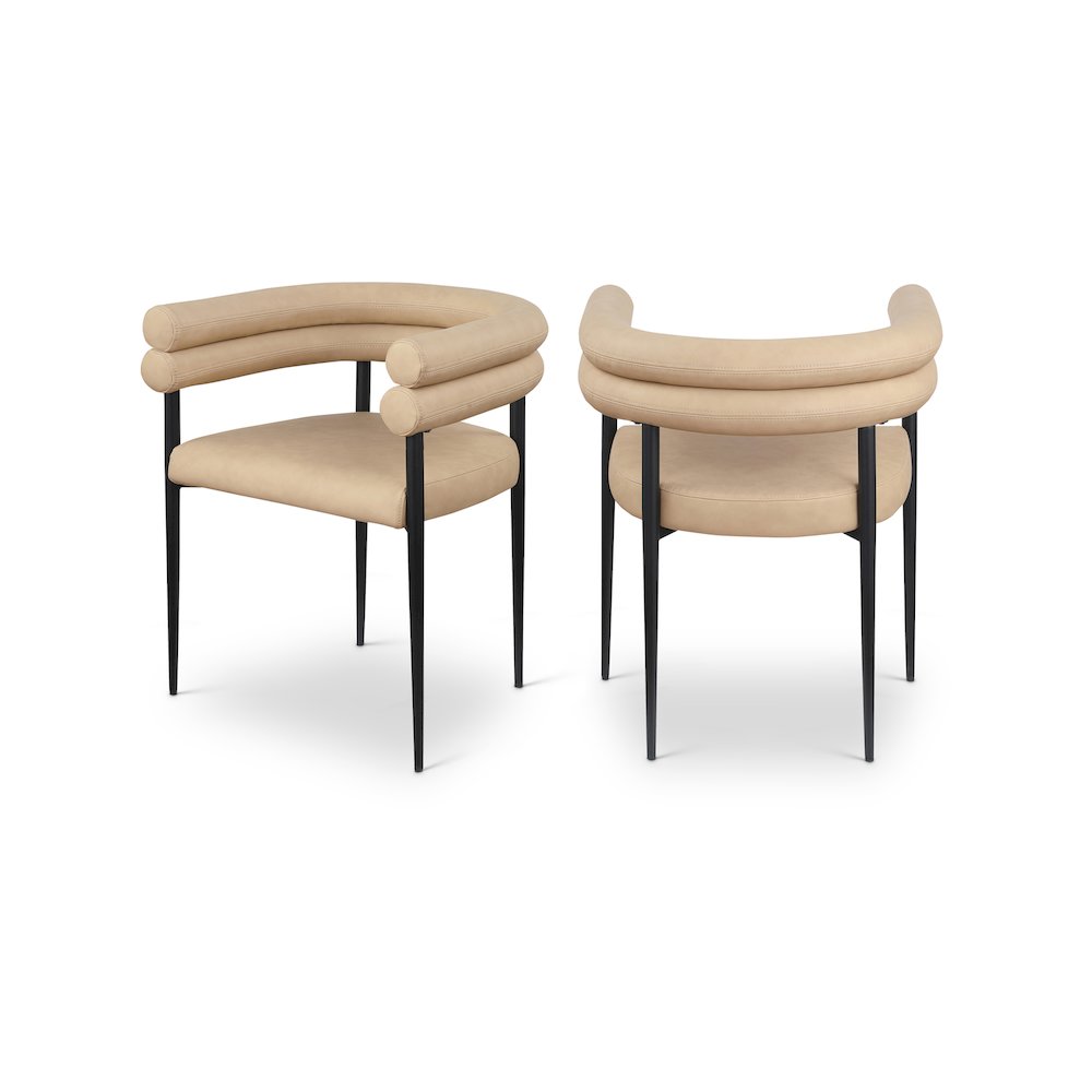 Lavina Tan Vegan Leather Dining Chair, Set of 2