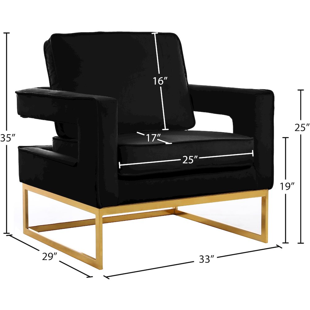 Noah Black Velvet Accent Chair
