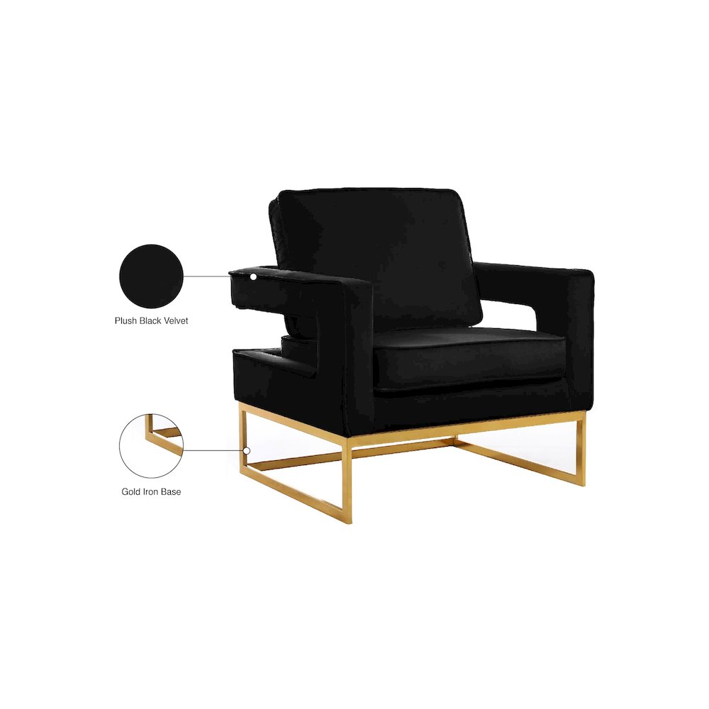 Noah Black Velvet Accent Chair