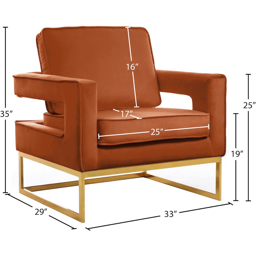 Noah Cognac Velvet Accent Chair