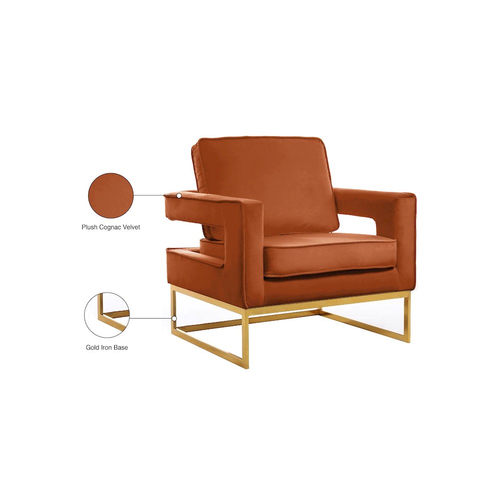 Noah Cognac Velvet Accent Chair
