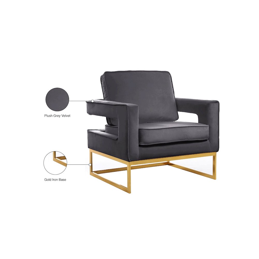 Noah Grey Velvet Accent Chair