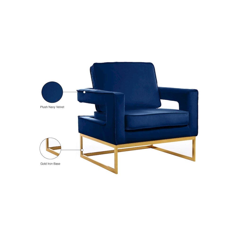 Noah Navy Velvet Accent Chair