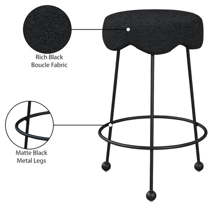 Fleur Black Fabric Counter Stool