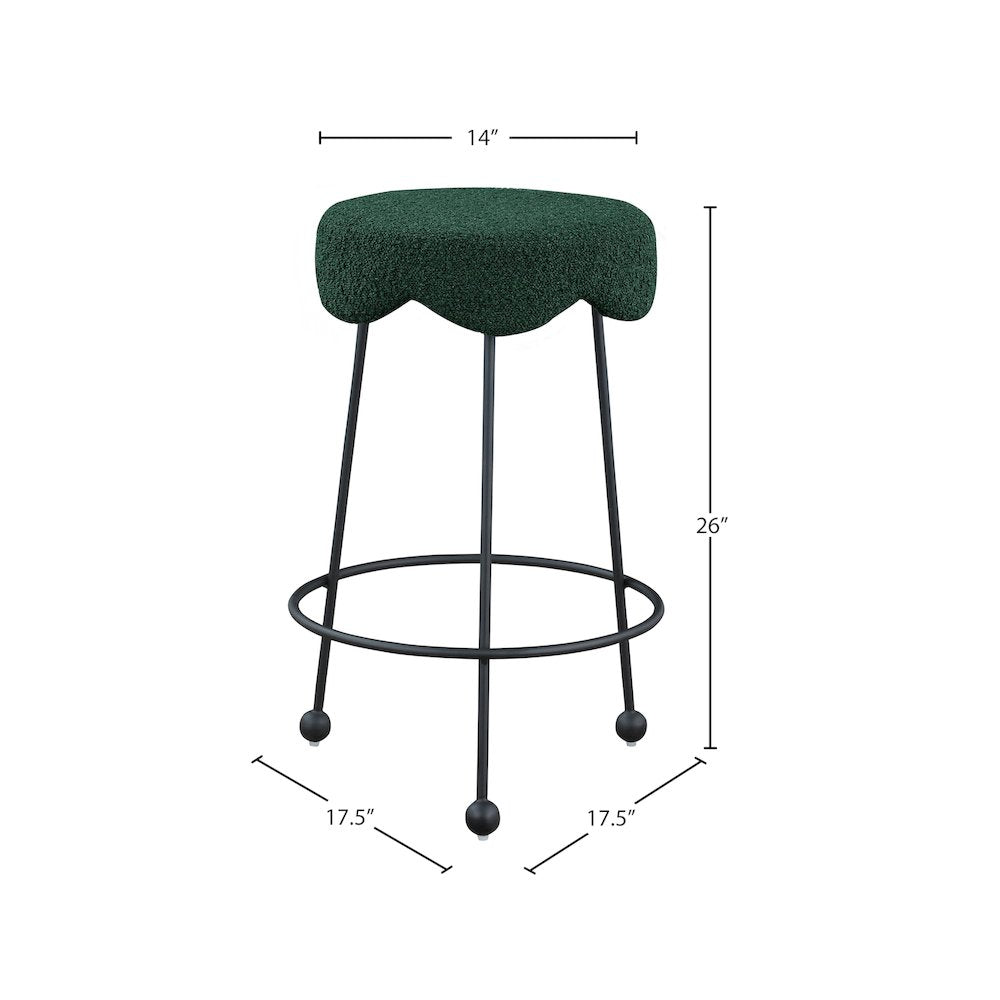 Fleur Green Fabric Counter Stool
