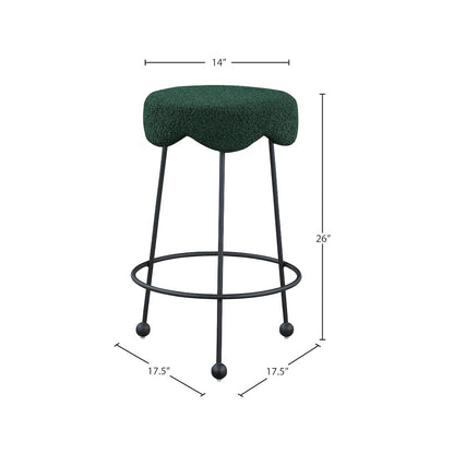 Fleur Green Fabric Counter Stool