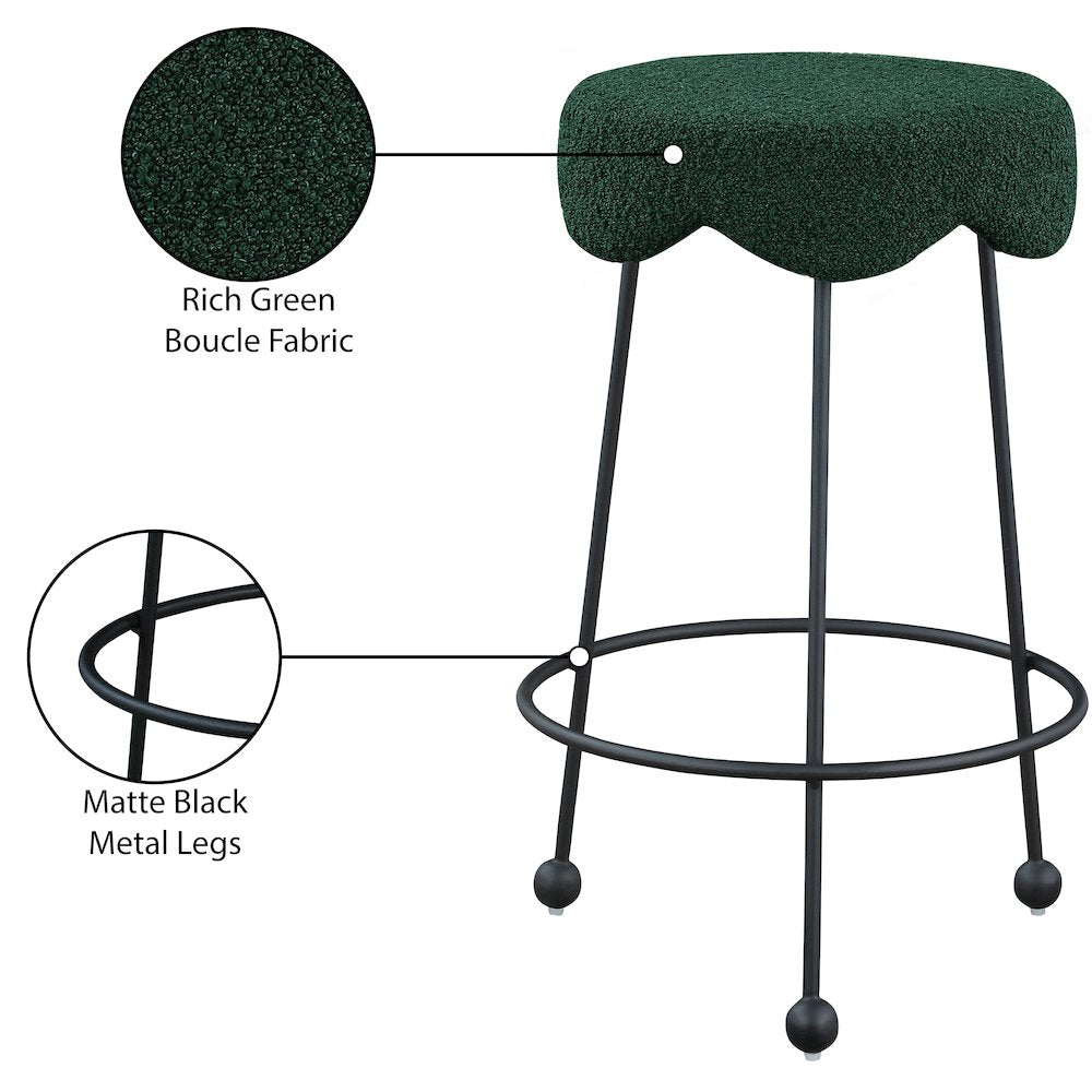 Fleur Green Fabric Counter Stool