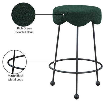 Fleur Green Fabric Counter Stool