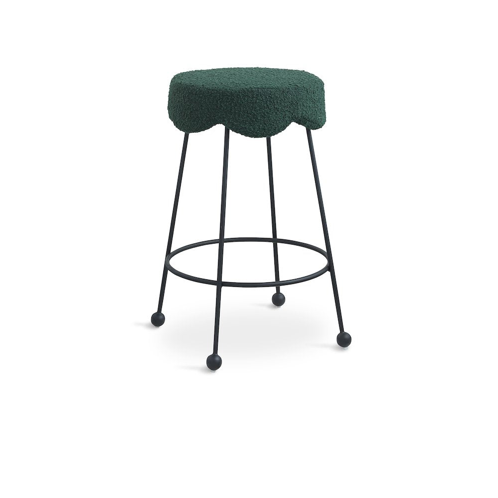 Fleur Green Fabric Counter Stool