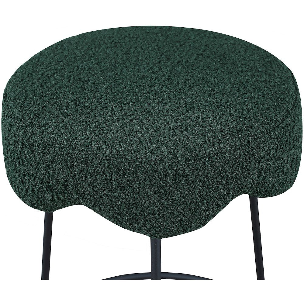 Fleur Green Fabric Counter Stool