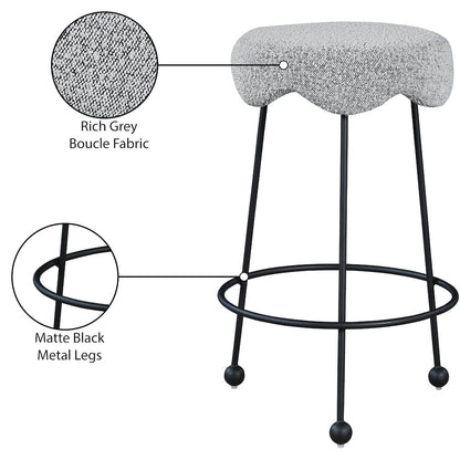 Fleur Grey Fabric Counter Stool