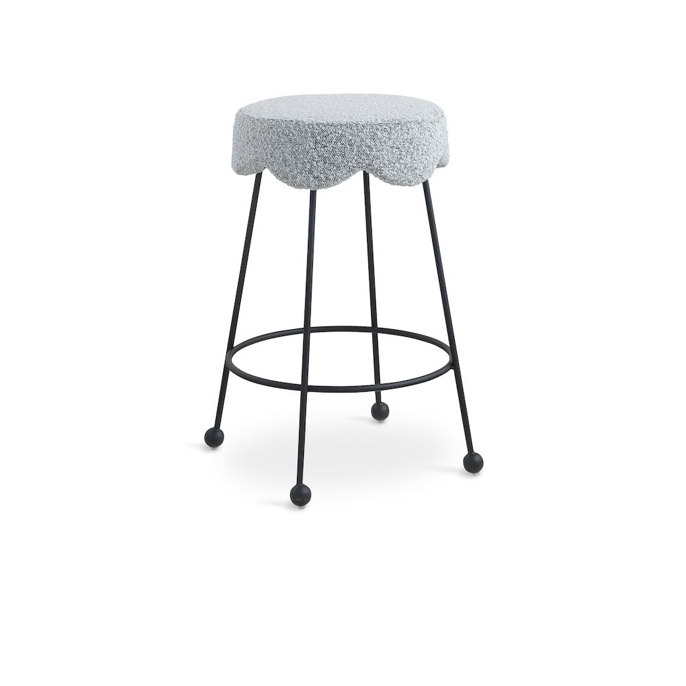 Fleur Grey Fabric Counter Stool