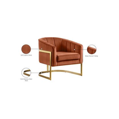 Carter Cognac Velvet Accent Chair