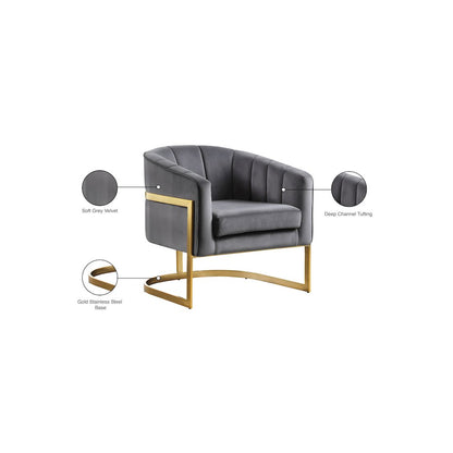 Carter Grey Velvet Accent Chair