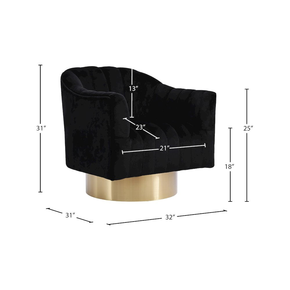 Farrah Black Velvet Accent Chair