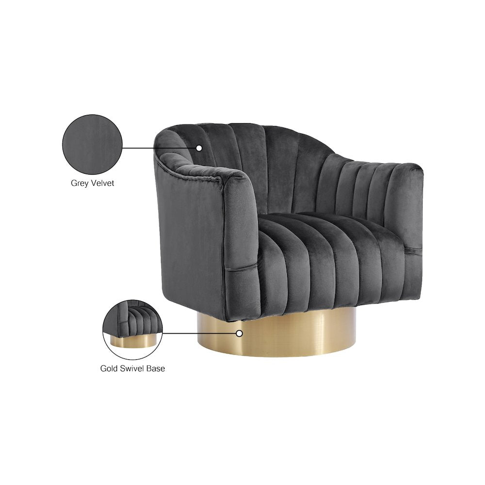 Farrah Grey Velvet Accent Chair
