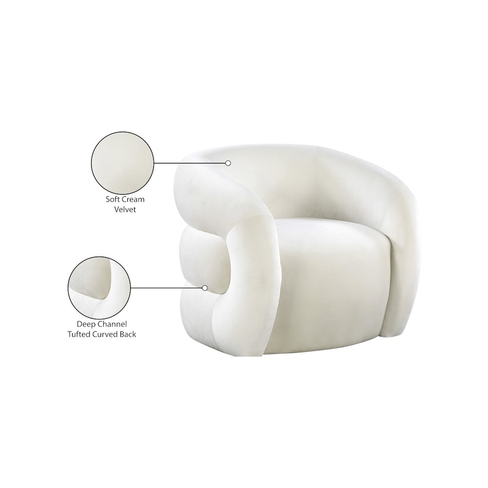 Roxbury Cream Velvet Accent Chair