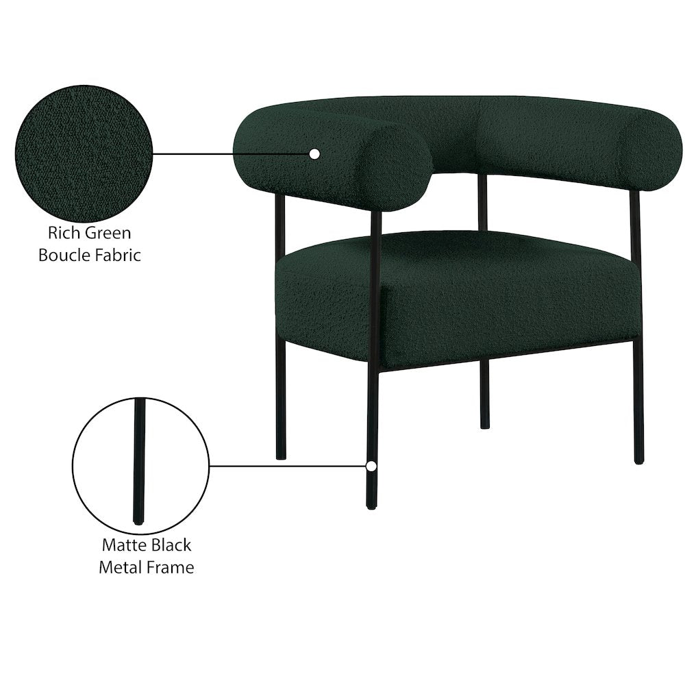 Blake Green Boucle Fabric Accent Chair