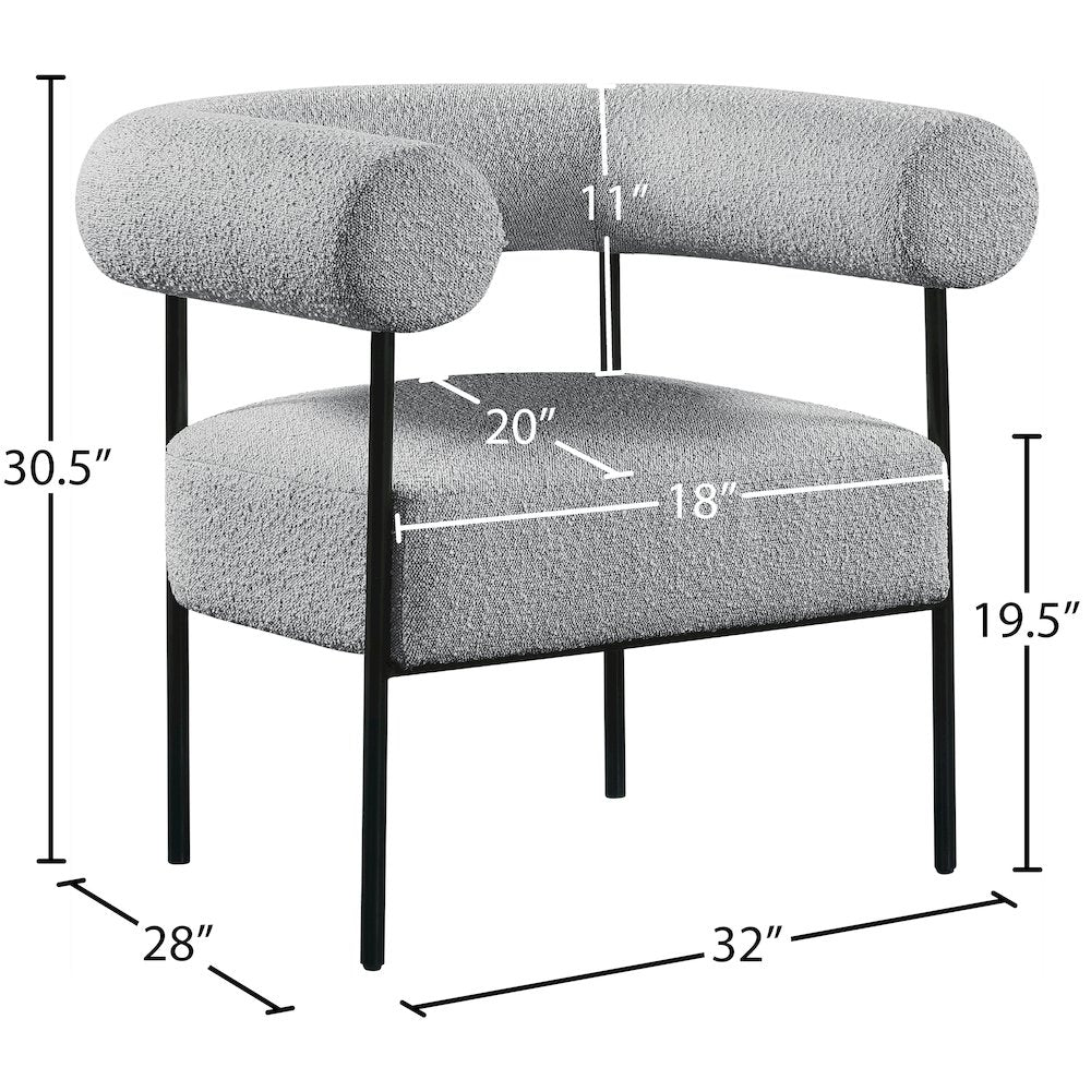 Blake Grey Boucle Fabric Accent Chair
