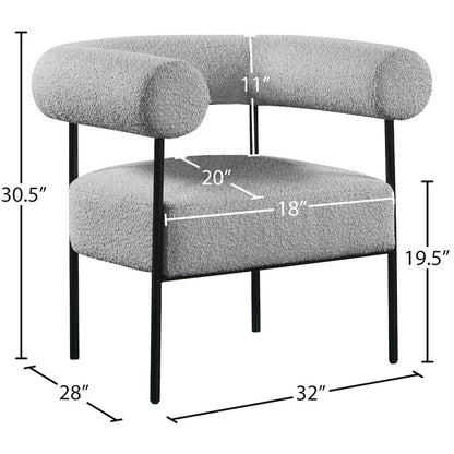 Blake Grey Boucle Fabric Accent Chair