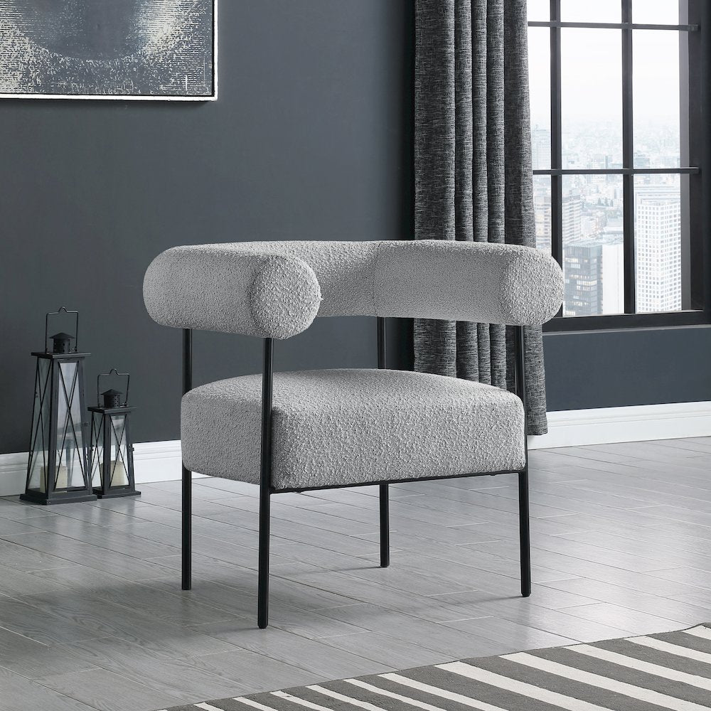 Blake Grey Boucle Fabric Accent Chair