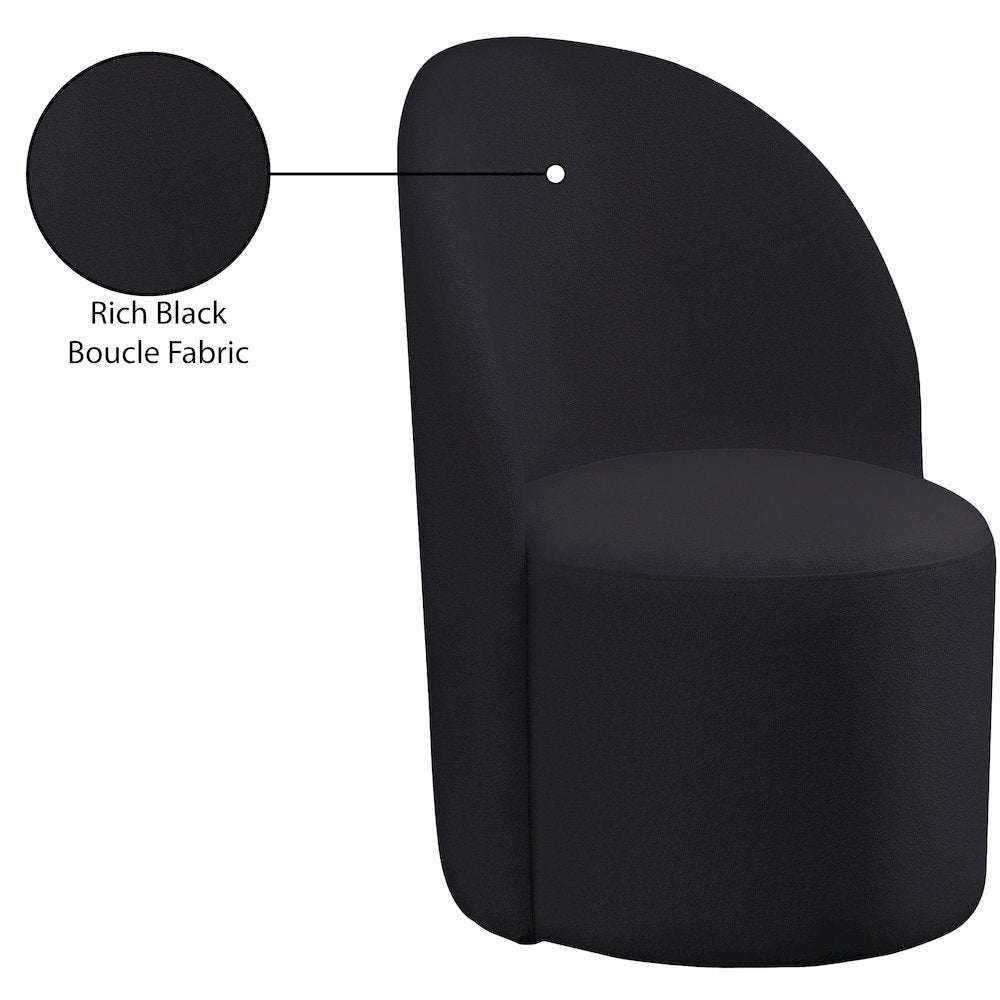 Hautely Black Boucle Fabric Accent Chair