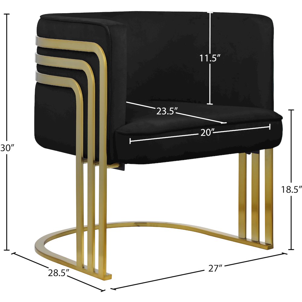 Rays Black Velvet Accent Chair