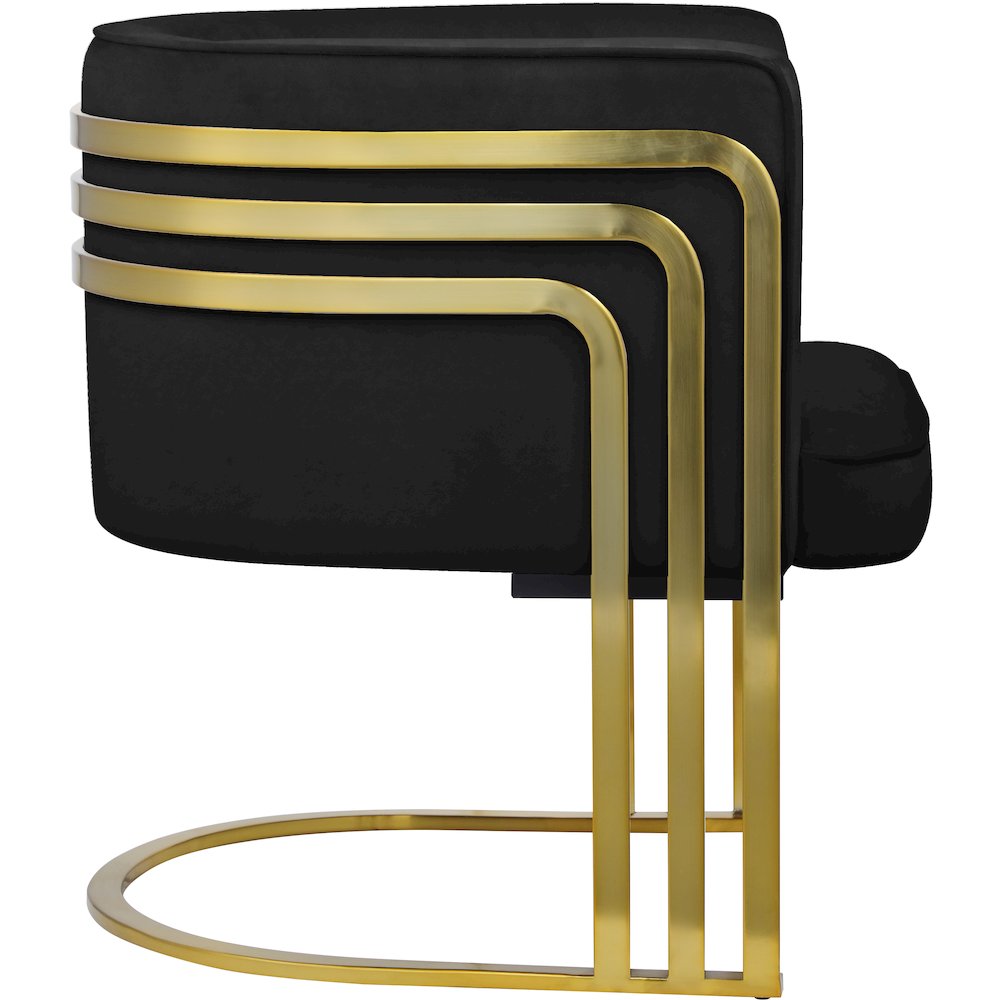 Rays Black Velvet Accent Chair