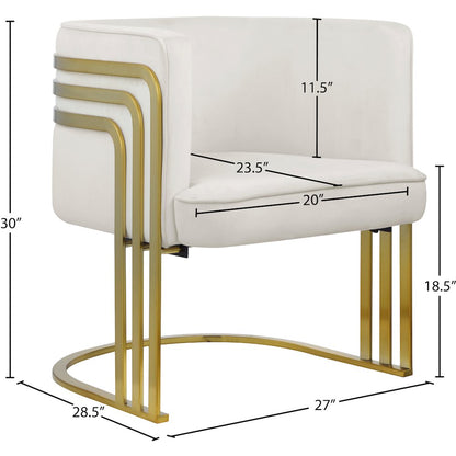 Rays Cream Velvet Accent Chair