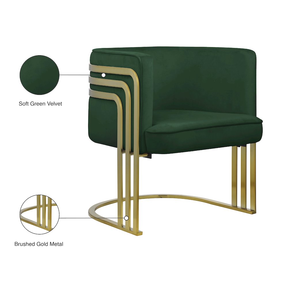 Rays Green Velvet Accent Chair